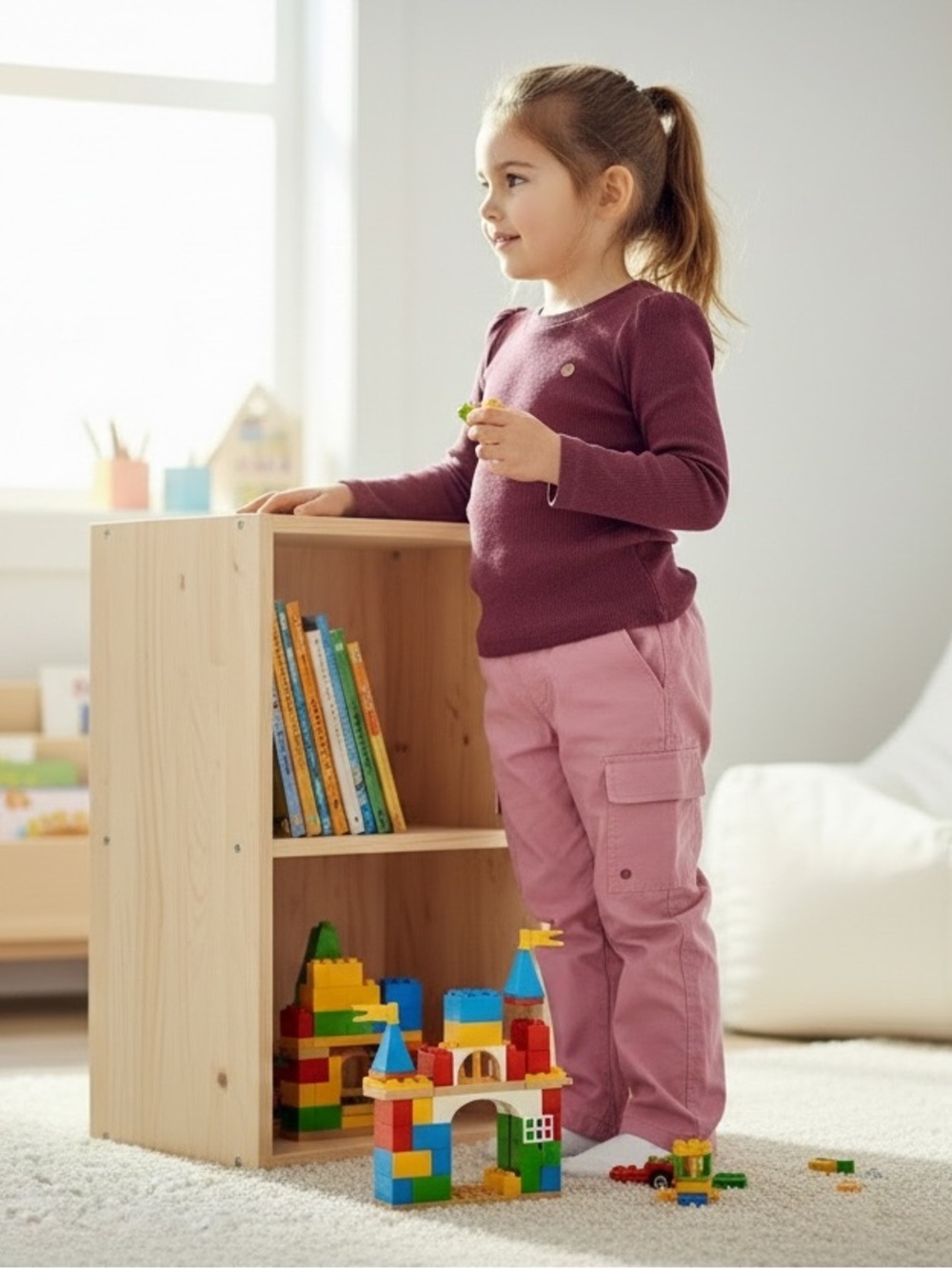 Reebok Girls Ribbed Long-Sleeve Top & Pants Set in Plum and Dusty Rose